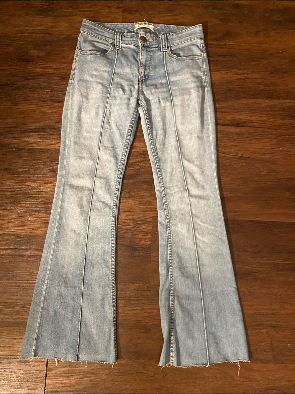 Free People Light Blue Seamed Flare Jeans